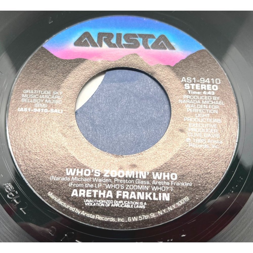 Who's Zoomin' Who / Sweet Bitter Love 45 Soul Record 1985 Arista